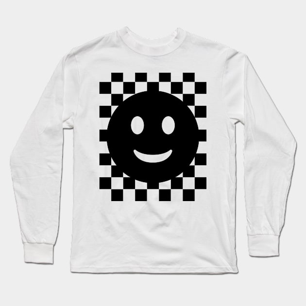 Checkerboard Smile Long Sleeve T-Shirt by mdr design